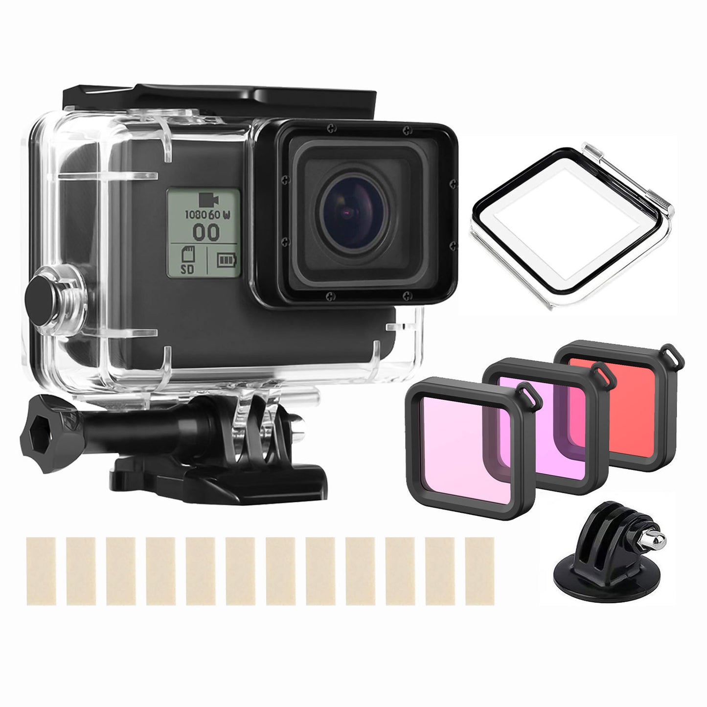 HONGDAK Action Camera Accessories for Gopro Hero 7 6 5 Black Kit with Waterproof Protective Housing Case Diving Filter Kit