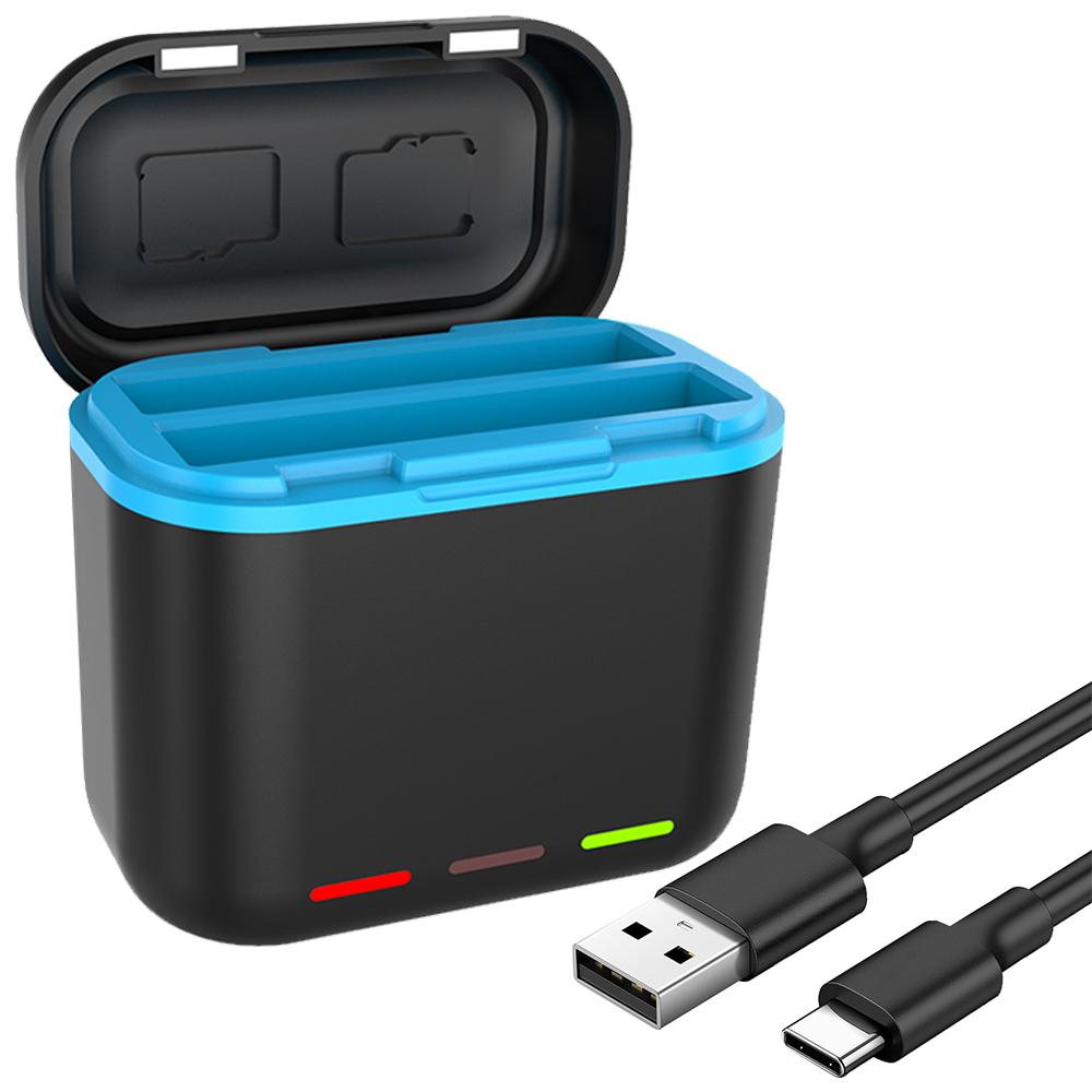 Hongdak Dual Battery Charger & SD Card Reader for Insta 360 One X3 - Fast Charging USB Type-C Portable Design